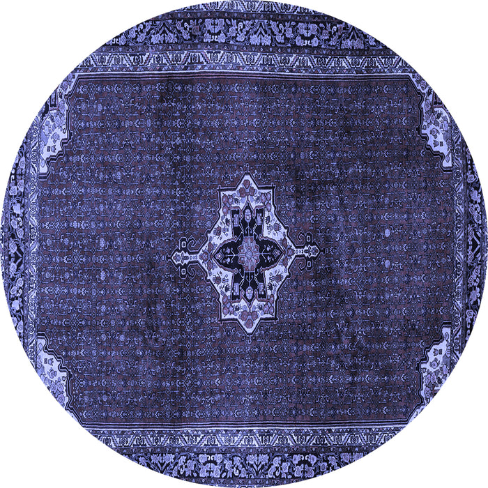 Round Machine Washable Persian Blue Traditional Rug, wshtr2280blu