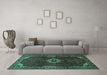 Machine Washable Persian Turquoise Traditional Area Rugs in a Living Room,, wshtr2280turq