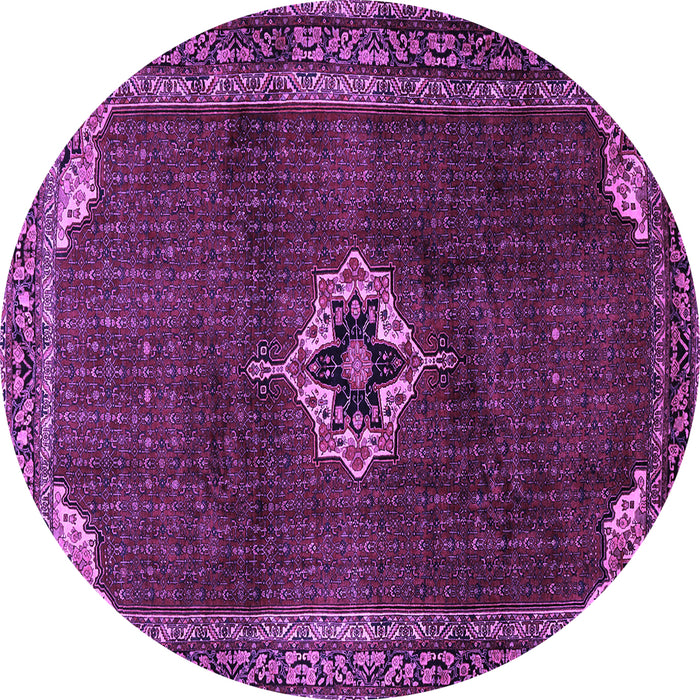 Round Machine Washable Persian Purple Traditional Area Rugs, wshtr2280pur