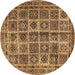 Round Machine Washable Persian Brown Traditional Rug, wshtr2281brn