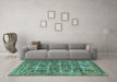 Machine Washable Persian Turquoise Traditional Area Rugs in a Living Room,, wshtr2281turq