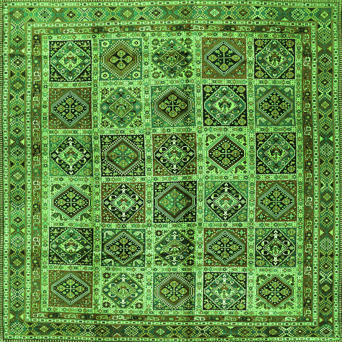 Round Machine Washable Persian Green Traditional Area Rugs, wshtr2281grn