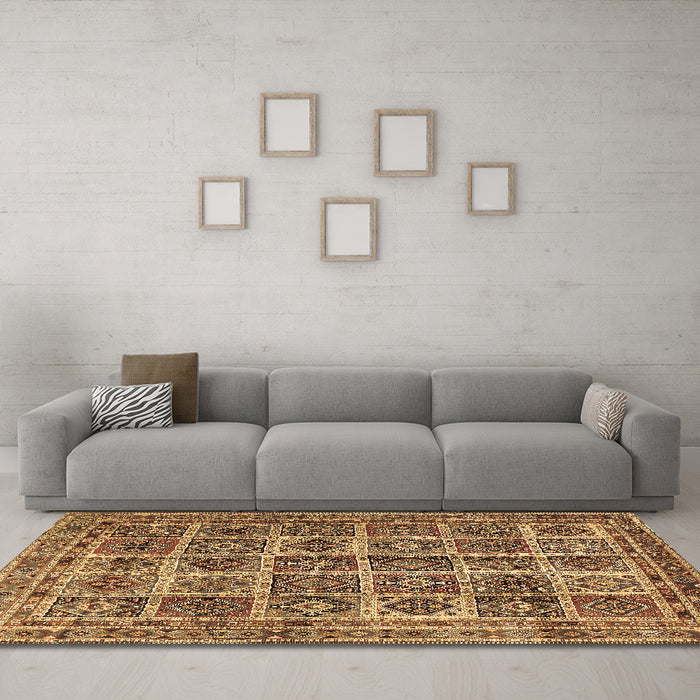 Machine Washable Persian Brown Traditional Rug in a Living Room,, wshtr2281brn