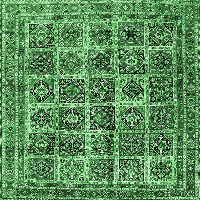 Square Persian Emerald Green Traditional Rug, tr2281emgrn