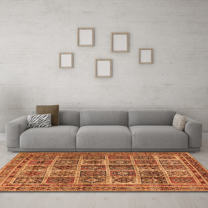 Machine Washable Persian Orange Traditional Area Rugs in a Living Room, wshtr2281org