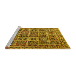 Sideview of Machine Washable Persian Yellow Traditional Rug, wshtr2281yw