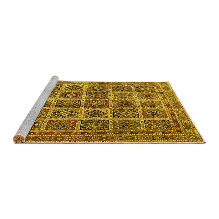 Sideview of Machine Washable Persian Yellow Traditional Rug, wshtr2281yw