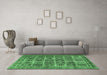 Machine Washable Persian Emerald Green Traditional Area Rugs in a Living Room,, wshtr2281emgrn