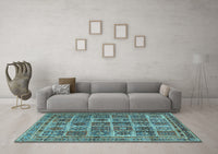 Machine Washable Persian Light Blue Traditional Rug, wshtr2281lblu