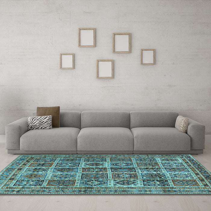 Machine Washable Persian Light Blue Traditional Rug in a Living Room, wshtr2281lblu