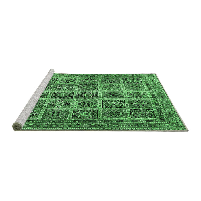 Sideview of Machine Washable Persian Emerald Green Traditional Area Rugs, wshtr2281emgrn