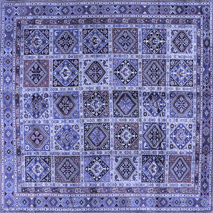 Square Machine Washable Persian Blue Traditional Rug, wshtr2281blu
