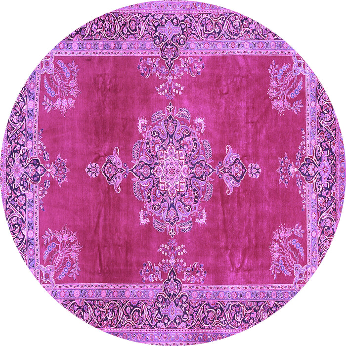 Round Machine Washable Persian Purple Traditional Area Rugs, wshtr2282pur