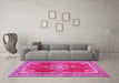 Machine Washable Persian Pink Traditional Rug in a Living Room, wshtr2282pnk