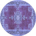 Round Machine Washable Persian Blue Traditional Rug, wshtr2282blu