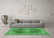 Machine Washable Persian Emerald Green Traditional Area Rugs in a Living Room,, wshtr2282emgrn