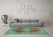 Machine Washable Persian Turquoise Traditional Area Rugs in a Living Room,, wshtr2282turq