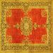 Square Machine Washable Persian Yellow Traditional Rug, wshtr2282yw