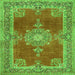 Round Machine Washable Persian Green Traditional Area Rugs, wshtr2282grn