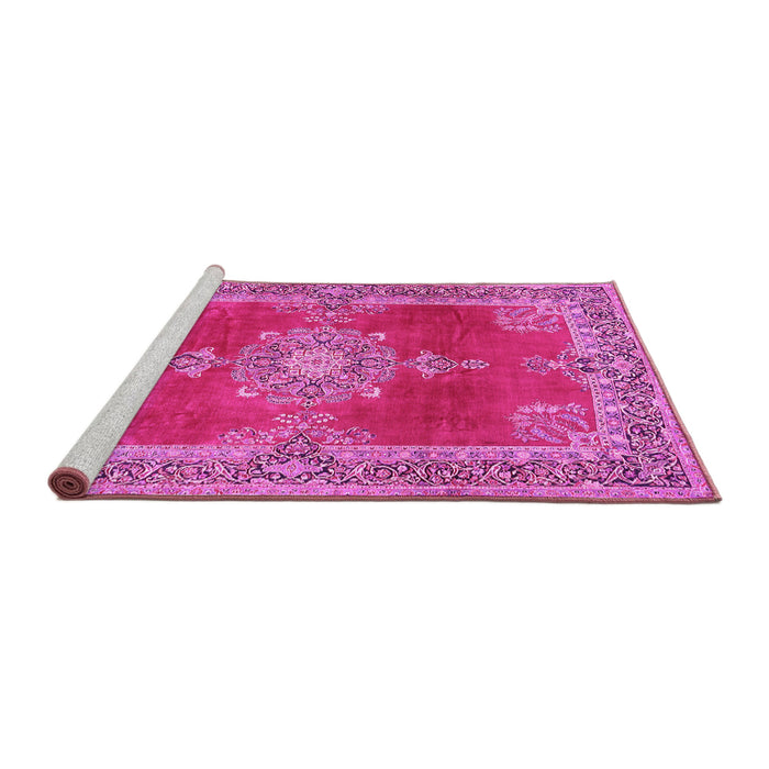 Sideview of Machine Washable Persian Pink Traditional Rug, wshtr2282pnk