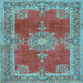 Square Machine Washable Persian Light Blue Traditional Rug, wshtr2282lblu