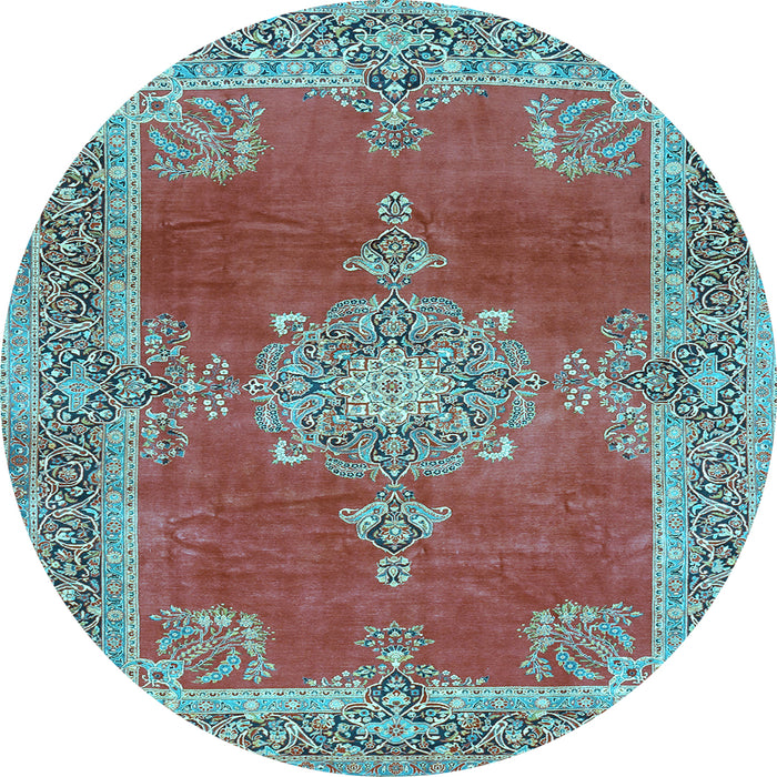Round Persian Light Blue Traditional Rug, tr2282lblu