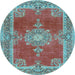 Round Persian Light Blue Traditional Rug, tr2282lblu