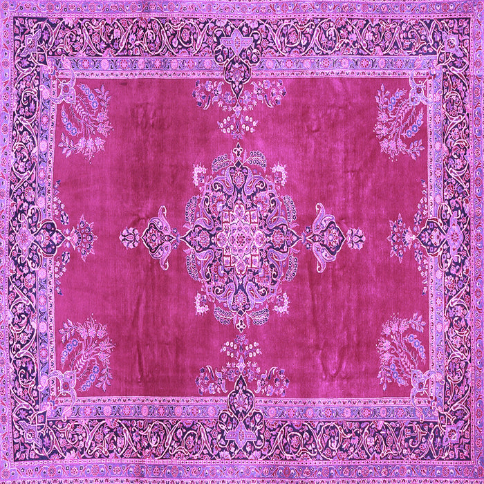 Square Machine Washable Persian Purple Traditional Area Rugs, wshtr2282pur