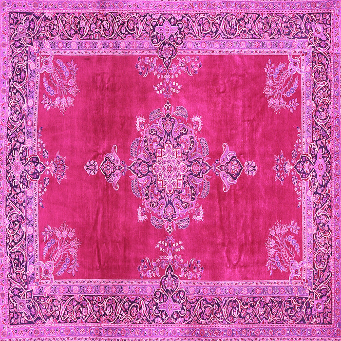 Square Machine Washable Persian Pink Traditional Rug, wshtr2282pnk