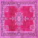 Square Machine Washable Persian Pink Traditional Rug, wshtr2282pnk