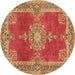 Round Persian Brown Traditional Rug, tr2282brn