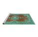 Sideview of Machine Washable Persian Turquoise Traditional Area Rugs, wshtr2282turq