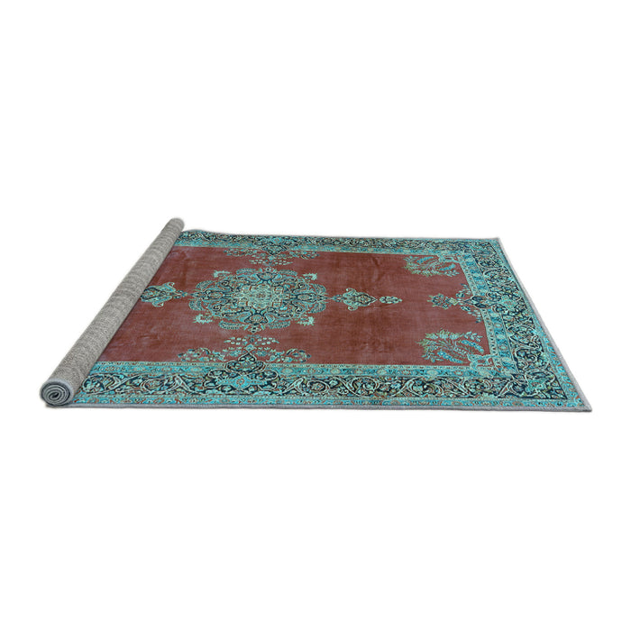 Sideview of Machine Washable Persian Light Blue Traditional Rug, wshtr2282lblu