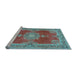 Sideview of Machine Washable Persian Light Blue Traditional Rug, wshtr2282lblu