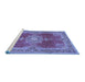 Sideview of Machine Washable Persian Blue Traditional Rug, wshtr2282blu