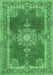 Machine Washable Persian Emerald Green Traditional Area Rugs, wshtr2282emgrn