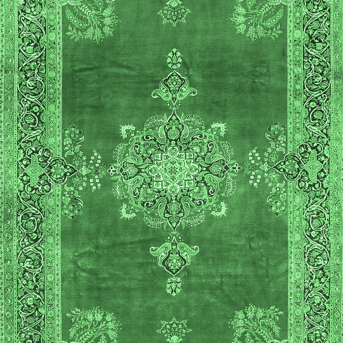 Machine Washable Persian Emerald Green Traditional Area Rugs, wshtr2282emgrn