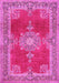 Machine Washable Persian Pink Traditional Rug, wshtr2282pnk