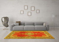 Machine Washable Persian Yellow Traditional Rug, wshtr2282yw