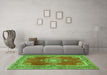 Machine Washable Persian Green Traditional Area Rugs in a Living Room,, wshtr2282grn