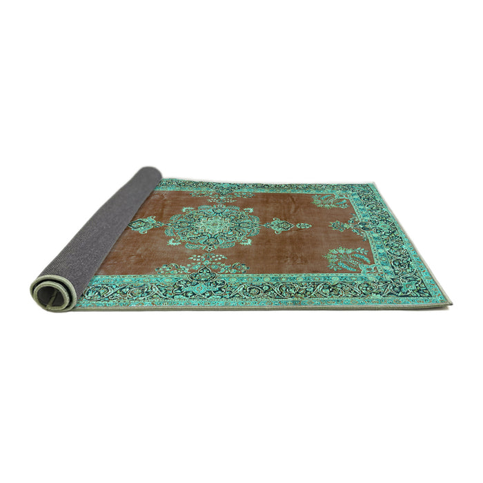 Sideview of Persian Turquoise Traditional Rug, tr2282turq