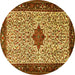 Round Machine Washable Persian Yellow Traditional Rug, wshtr2283yw