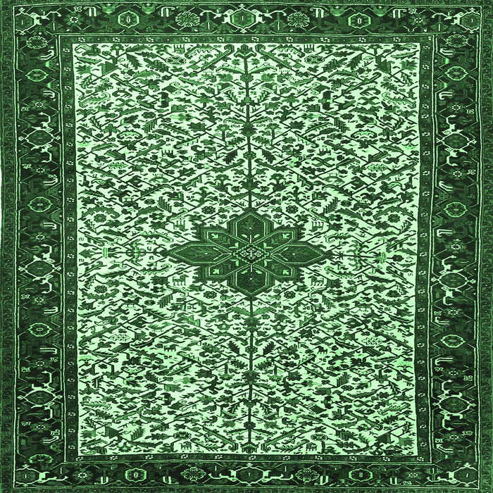 Square Persian Emerald Green Traditional Rug, tr2283emgrn