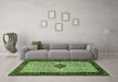 Machine Washable Persian Green Traditional Area Rugs in a Living Room,, wshtr2283grn