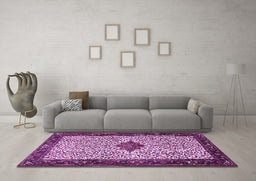 Machine Washable Persian Purple Traditional Area Rugs in a Living Room, wshtr2283pur