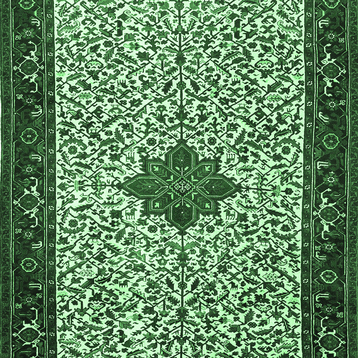 Machine Washable Persian Emerald Green Traditional Area Rugs, wshtr2283emgrn