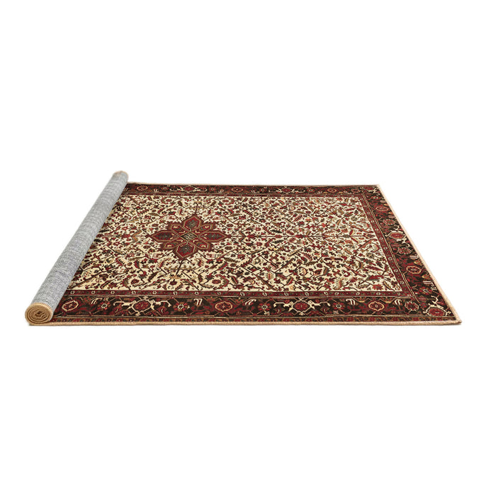 Sideview of Machine Washable Persian Brown Traditional Rug, wshtr2283brn