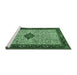 Sideview of Machine Washable Persian Emerald Green Traditional Area Rugs, wshtr2283emgrn