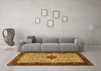 Machine Washable Persian Yellow Traditional Rug, wshtr2283yw