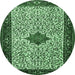 Round Persian Emerald Green Traditional Rug, tr2283emgrn